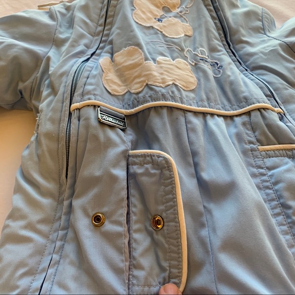 Rare Rothschild Vintage Snowsuit, hand covers, baby blue retro airplane puffer - Picture 10 of 16